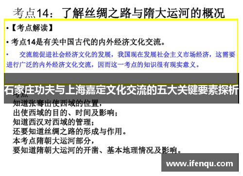 石家庄功夫与上海嘉定文化交流的五大关键要素探析